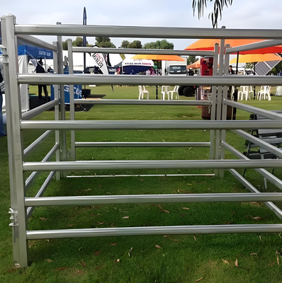 Heavy Duty Galvanized 6 Rails Cattle Fence Panel 10 Foot High Livestock Corral Fence System Hot Dipped Steel