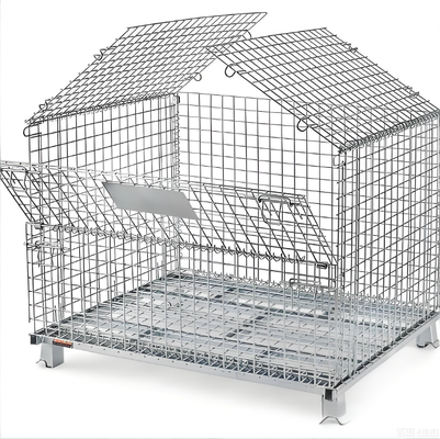 Heavy Duty Galvanized Foldable Stackable Wire Mesh Pallet Cage for Storage and Transport