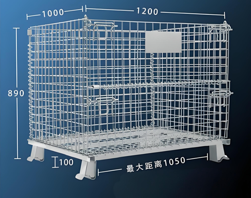 Heavy Duty Galvanized Foldable Stackable Wire Mesh Pallet Cage for Storage and Transport