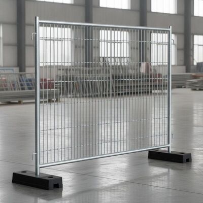 গ্যালভানাইজড হেরাস স্টাইল 2x3.5M মেটাল অস্থায়ী বেড়া প্যানেল রবার বেস প্লেট 32mm ফ্রেম টিউব সঙ্গে