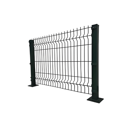 Galvanized PVC Coated 6FT High 3D Curved V Mesh Security Fence Panel RAL6005 Green 50x200mm Hole Anti Climb System